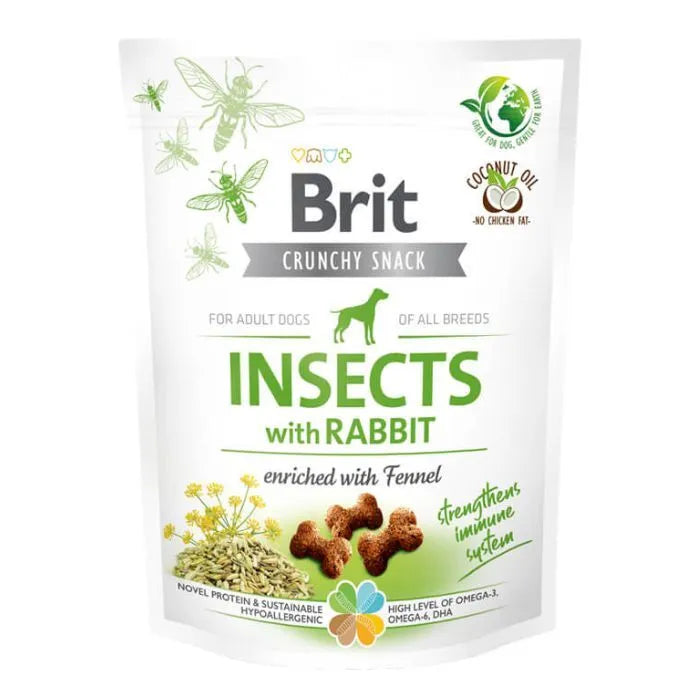 Brit Crunchy Snack Insects Rabbit Beriget Med Fennikel